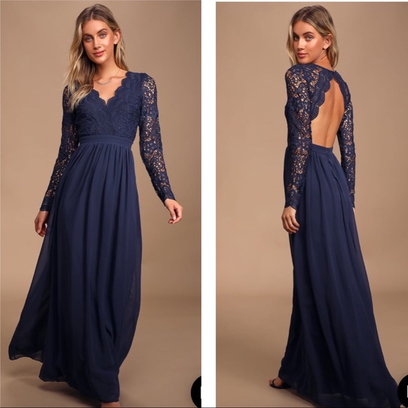 Lulus Dresses & Skirts - EUC Lulu’s Awaken my love navy blue lace dress XS